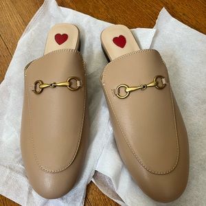 Slip on leather slides